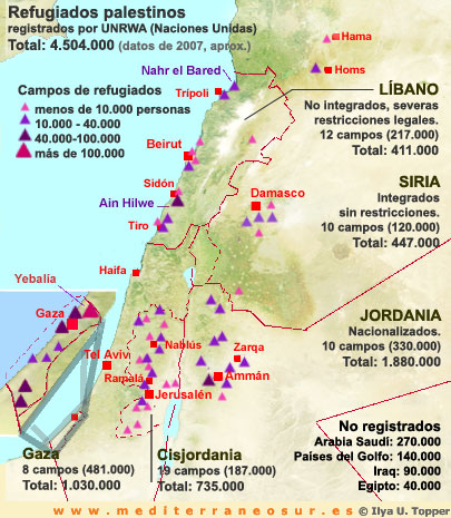 Refugiados palestinos mapa