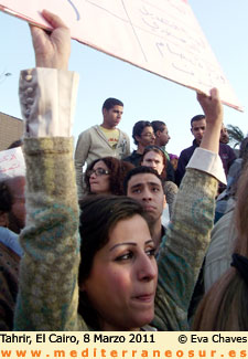 Manifestación de mujeres en Tahrir, El Cairo