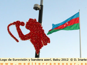 Logo Eurovisión y bandera azeri