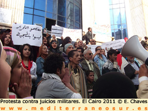 Protesta contra los juicios militares. El Cairo, 16 Mar 2011