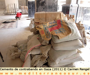 Sacos de cemento en Gaza