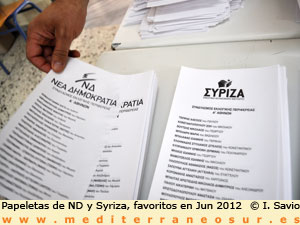 Papeletas de las elecciones griegas