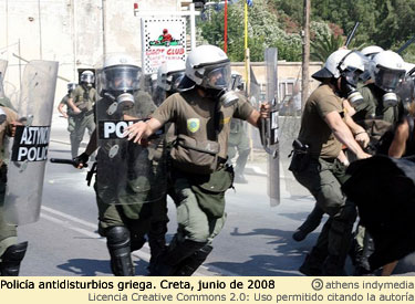 Policia antidisturbios en Grecia, 2008