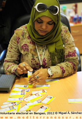 Voluntaria,en las elecciones en Bengasi, Libia 2012