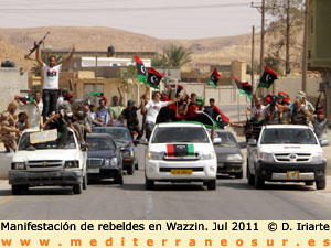 Rebeldes en la ciudad fronteriza de Wazzin. Julio 2011