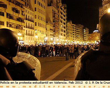 Policía ante la protesta de Valencia